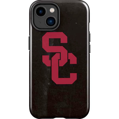 University of Southern California USC Black Distressed iPhone 15 Plus Impact Case