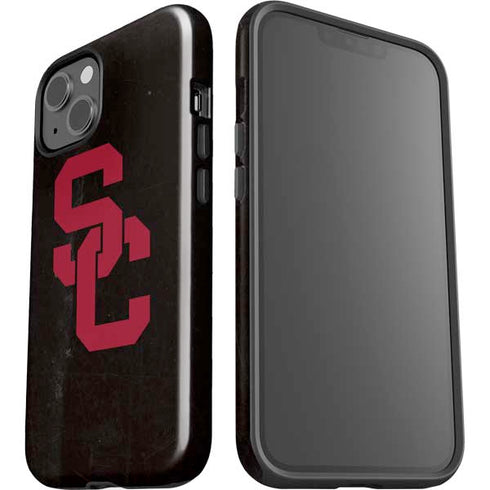 University of Southern California USC Black Distressed iPhone 15 Plus Impact Case