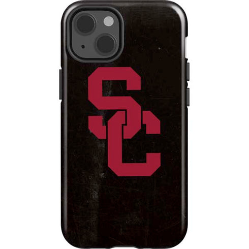University of Southern California USC Black Distressed iPhone 15 Impact Case