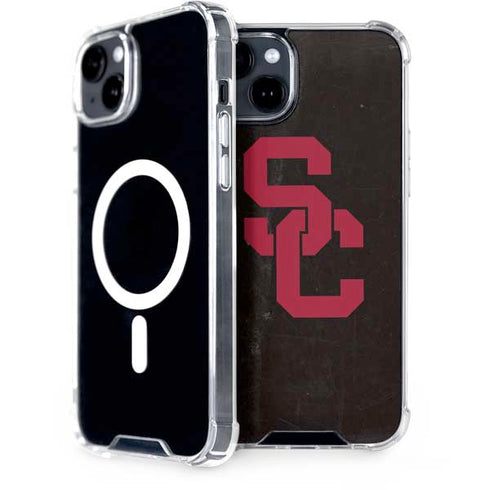 University of Southern California USC Black Distressed iPhone 15 Plus MagSafe Case