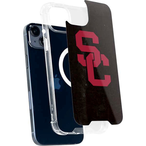 University of Southern California USC Black Distressed iPhone 15 Plus MagSafe Case