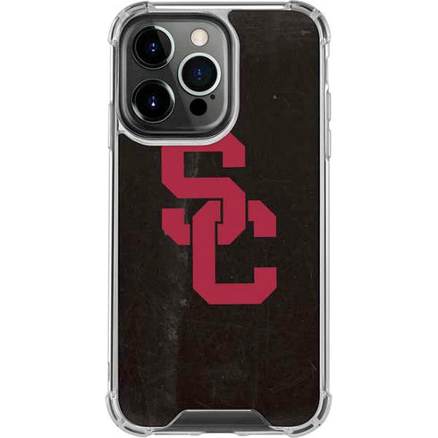 University of Southern California USC Black Distressed iPhone 14 Pro Clear Case
