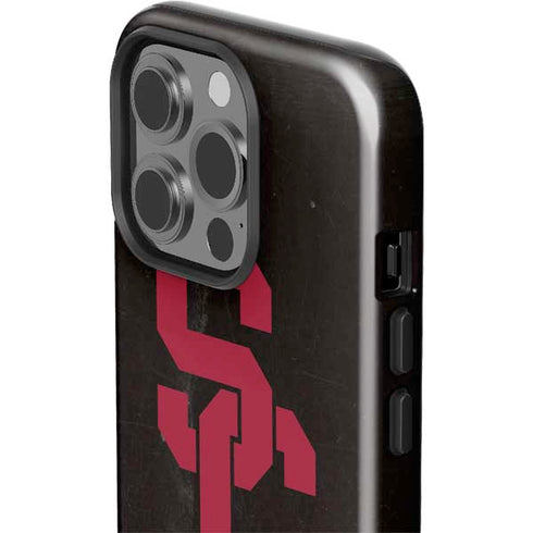 University of Southern California USC Black Distressed iPhone 15 Pro Impact Case