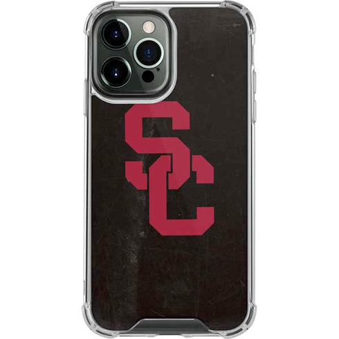 University of Southern California USC Black Distressed iPhone 14 Pro Max Clear Case