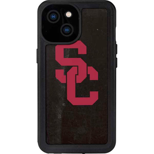 University of Southern California USC Black Distressed iPhone 15 Waterproof Case