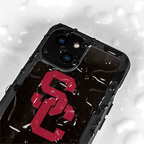 University of Southern California USC Black Distressed iPhone 15 Waterproof Case
