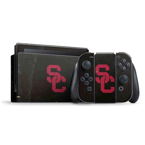 University of Southern California USC Black Distressed Nintendo Switch Bundle Skin