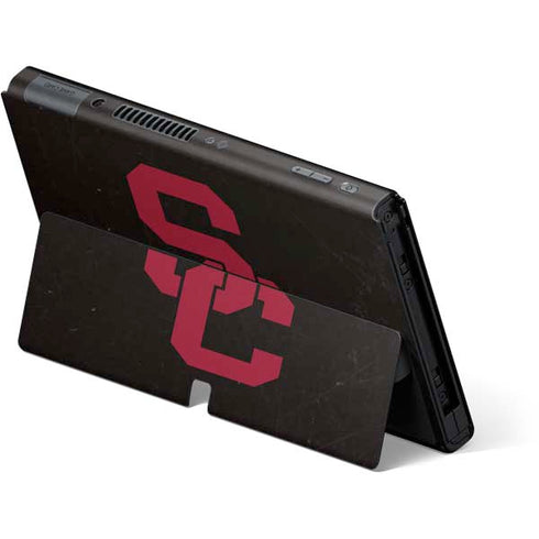 University of Southern California USC Black Distressed Nintendo Switch OLED (2021) Skin