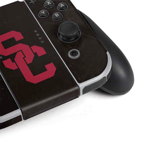 University of Southern California USC Black Distressed Nintendo Switch OLED (2021) Skin