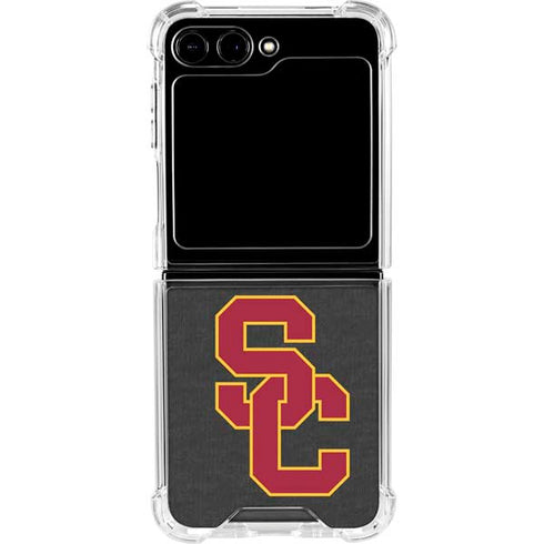 University of Southern California USC Dark Grey Logo Galaxy Z Flip5 5G Clear Case