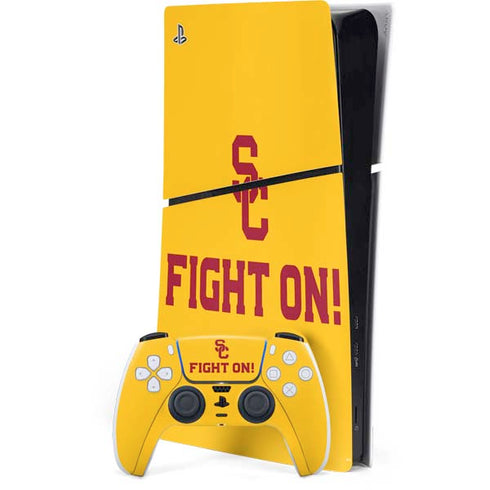 University of Southern California USC Fight On Gold PS5 Slim Digital Edition Bundle Skin