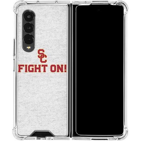 University of Southern California USC Fight On Grey Galaxy Z Fold4 5G Clear Case