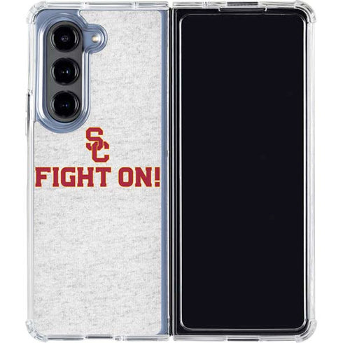 University of Southern California USC Fight On Grey Galaxy Z Fold5 5G Clear Case