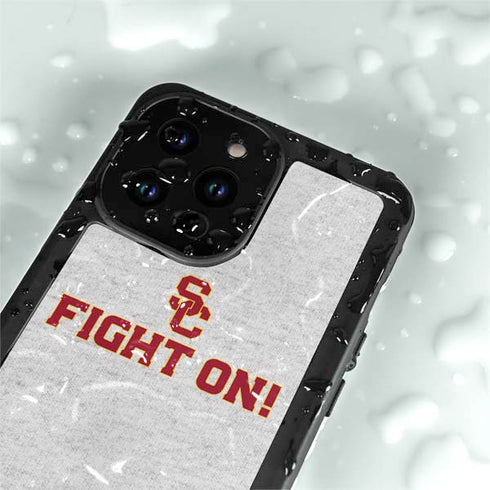 University of Southern California USC Fight On Grey iPhone 14 Pro Max Waterproof Case