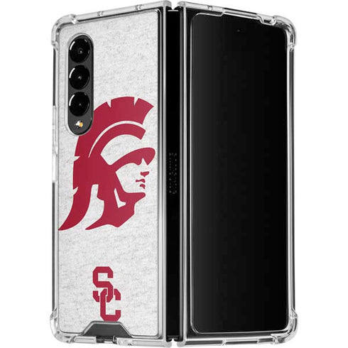 University of Southern California USC Grey Trojan Mascot Galaxy Z Fold4 5G Clear Case