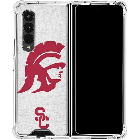 University of Southern California USC Grey Trojan Mascot Galaxy Z Fold4 5G Clear Case