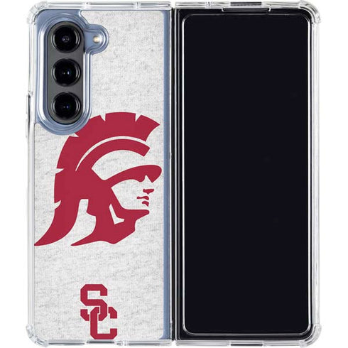 University of Southern California USC Grey Trojan Mascot Galaxy Z Fold5 5G Clear Case