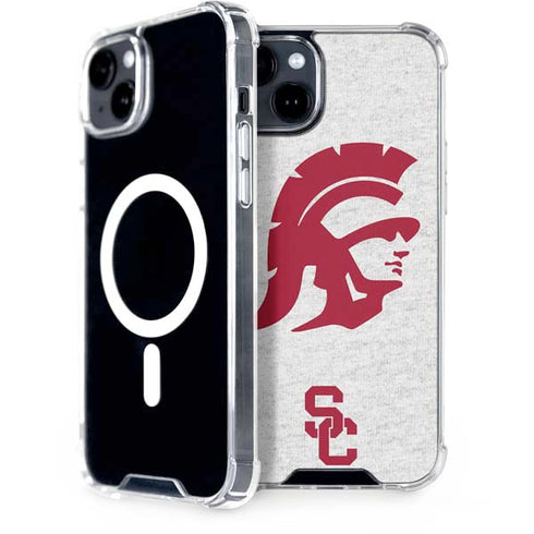 University of Southern California USC Grey Trojan Mascot iPhone 15 Plus MagSafe Case