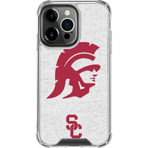 University of Southern California USC Grey Trojan Mascot iPhone 14 Pro Clear Case