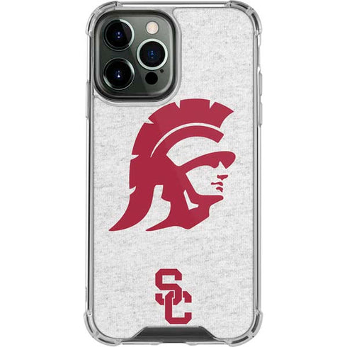 University of Southern California USC Grey Trojan Mascot iPhone 14 Pro Max Clear Case
