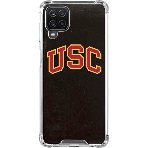 University of Southern California USC Logo Black Distressed Galaxy A12 Clear Case