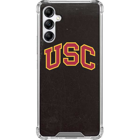 University of Southern California USC Logo Black Distressed Galaxy A14 5G Clear Case