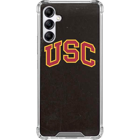 University of Southern California USC Logo Black Distressed Galaxy A15 5G Clear Case