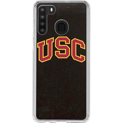 University of Southern California USC Logo Black Distressed Galaxy A21 Clear Case
