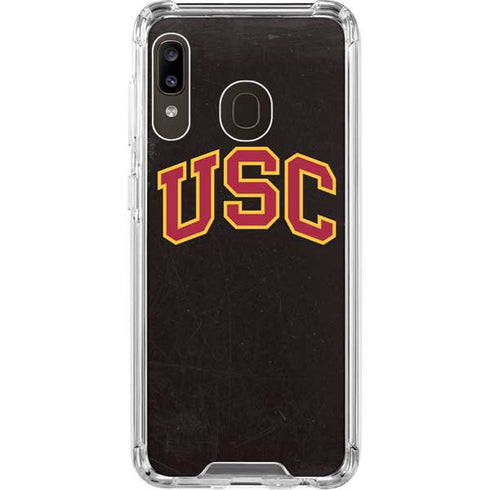 University of Southern California USC Logo Black Distressed Galaxy A30 Clear Case