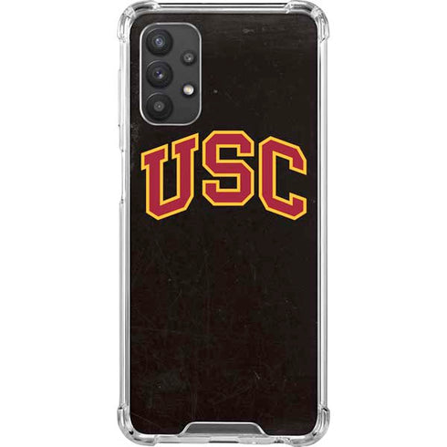 University of Southern California USC Logo Black Distressed Galaxy A32 5G Clear Case