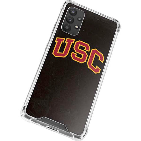 University of Southern California USC Logo Black Distressed Galaxy A32 5G Clear Case