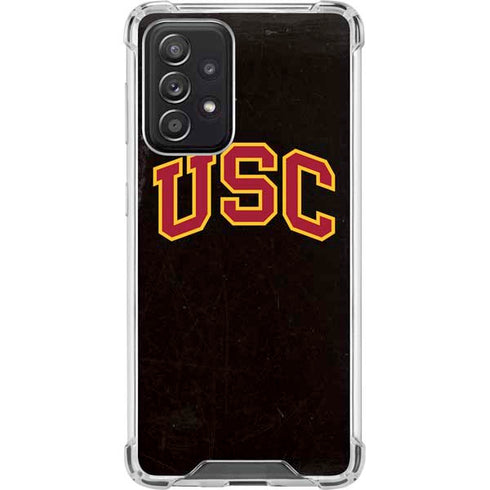 University of Southern California USC Logo Black Distressed Galaxy A52 5G Clear Case