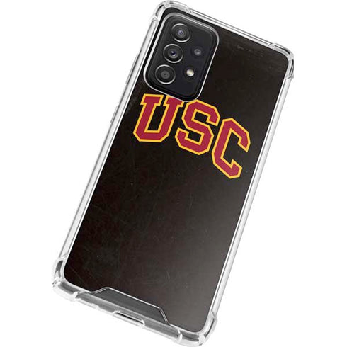 University of Southern California USC Logo Black Distressed Galaxy A52 5G Clear Case