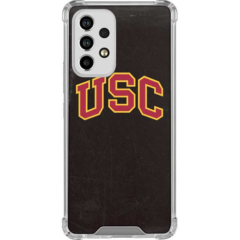University of Southern California USC Logo Black Distressed Galaxy A53 5G Clear Case