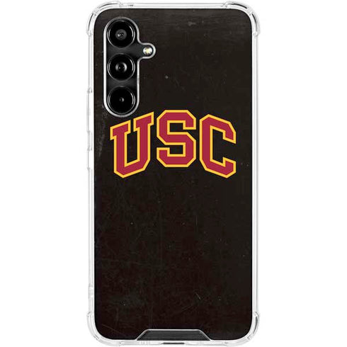 University of Southern California USC Logo Black Distressed Galaxy A54 5G Clear Case
