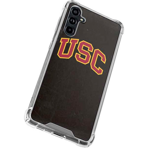 University of Southern California USC Logo Black Distressed Galaxy A54 5G Clear Case