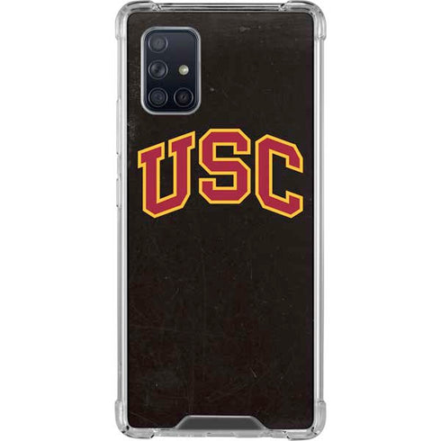 University of Southern California USC Logo Black Distressed Galaxy A71 5G Clear Case