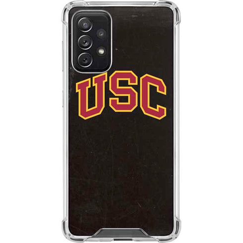 University of Southern California USC Logo Black Distressed Galaxy A72 5G Clear Case