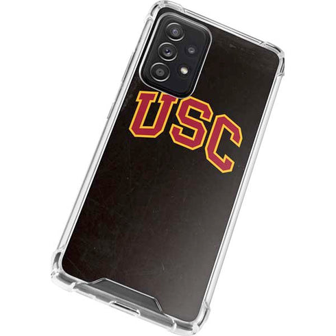 University of Southern California USC Logo Black Distressed Galaxy A72 5G Clear Case