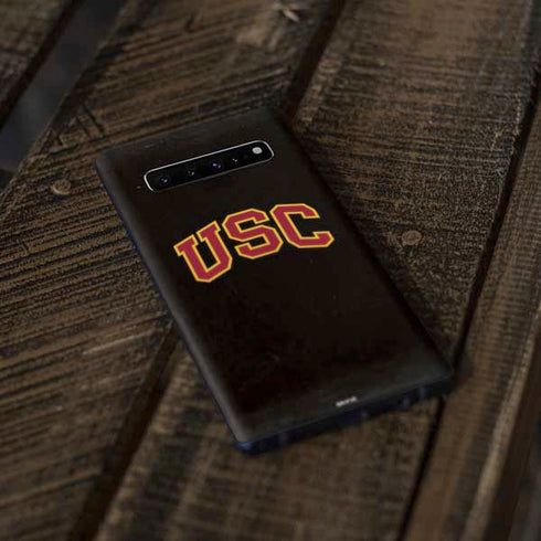 University of Southern California USC Logo Black Distressed Galaxy S10 Plus Skin