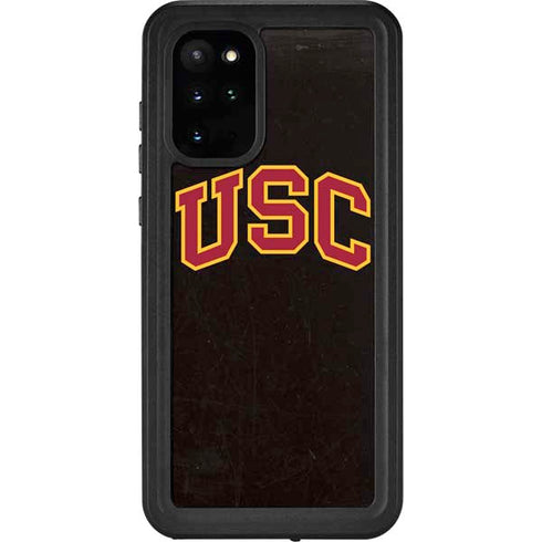 University of Southern California USC Logo Black Distressed Galaxy S20 Plus Waterproof Case