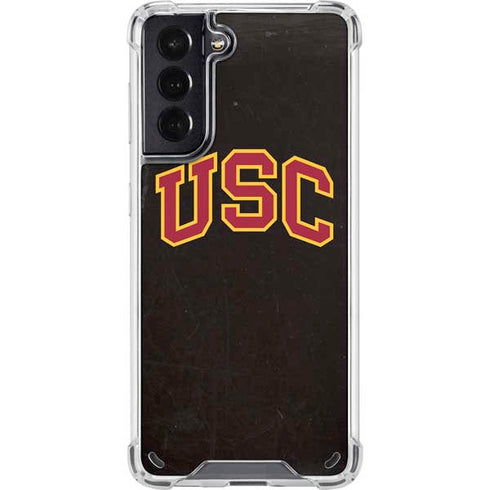 University of Southern California USC Logo Black Distressed Galaxy S21 5G Clear Case