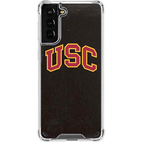 University of Southern California USC Logo Black Distressed Galaxy S21 Plus 5G Clear Case