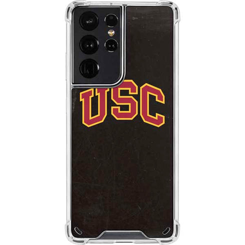 University of Southern California USC Logo Black Distressed Galaxy S21 Ultra 5G Clear Case