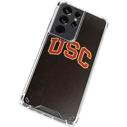 University of Southern California USC Logo Black Distressed Galaxy S21 Ultra 5G Clear Case
