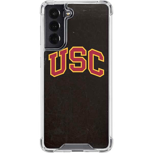 University of Southern California USC Logo Black Distressed Galaxy S22 Clear Case