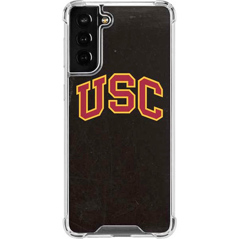 University of Southern California USC Logo Black Distressed Galaxy S22 Plus Clear Case