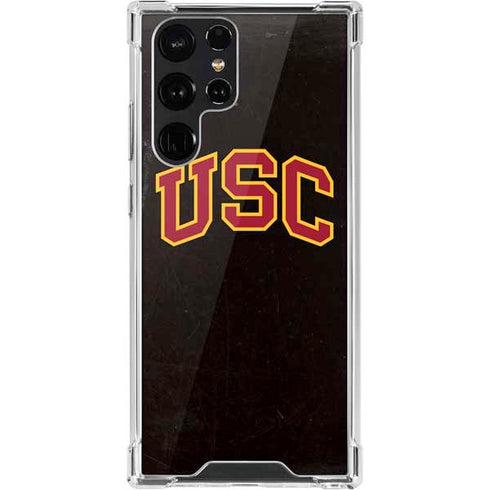 University of Southern California USC Logo Black Distressed Galaxy S22 Ultra Clear Case