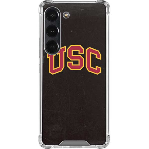 University of Southern California USC Logo Black Distressed Galaxy S23 Clear Case