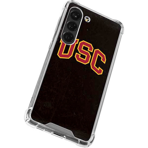 University of Southern California USC Logo Black Distressed Galaxy S23 Clear Case